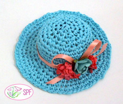 Sweet Pea Fashions WellieWishers Springtime Straw Hat Crochet Pattern for 14-14.5" Dolls larougetdelisle