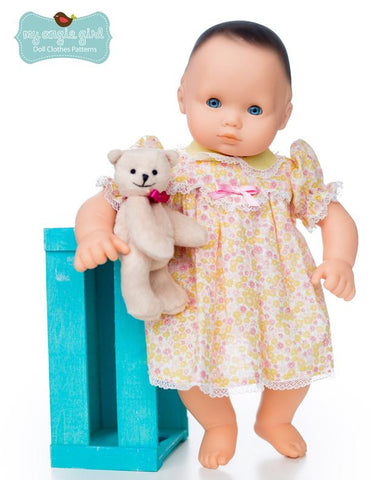 My Angie Girl Bitty Baby/Twin Scalloped-Yoke Dress and Bonnet 15" Baby Doll Clothes larougetdelisle