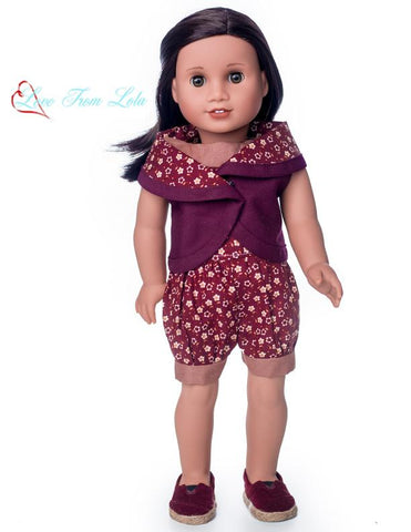 Love From Lola 18 Inch Modern The Lola Dress and Romper 18" Doll Clothes Pattern larougetdelisle