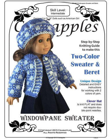 Crabapples Knitting Windowpane Sweater and Beret Knitting Pattern larougetdelisle