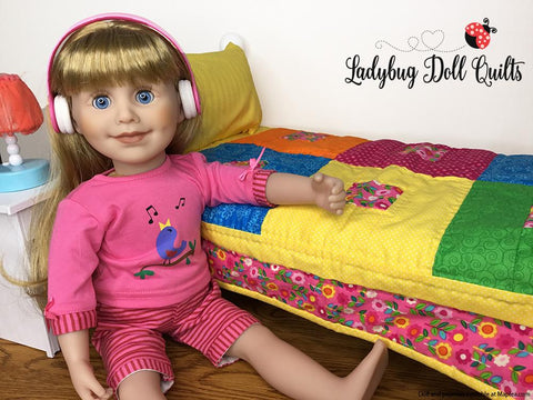 Ladybug Doll Quilts Quilt Windowpanes 18" Doll Quilt Pattern larougetdelisle