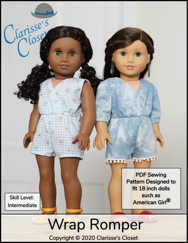 Clarisse's Closet 18 Inch Modern Wrap Romper 18" Doll Clothes Pattern larougetdelisle