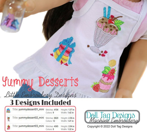 Doll Tag Clothing Machine Embroidery Design Yummy Desserts Little Designs for Machine Embroidery larougetdelisle