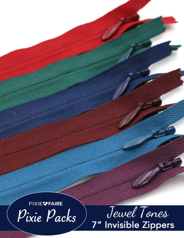 larougetdelisle Pixie Packs Pixie Packs 7" Invisible Zippers - Jewel Tones larougetdelisle