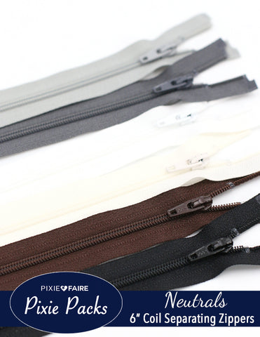 larougetdelisle Pixie Packs Pixie Packs 6" Separating Zippers Neutrals - Coil larougetdelisle