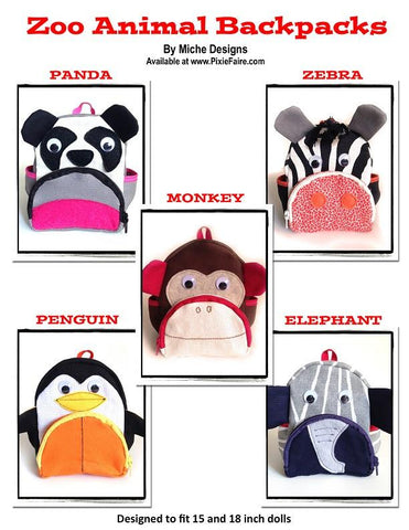 Miche Designs 18 Inch Modern Zoo Animal Backpacks 18" Doll Accessories larougetdelisle