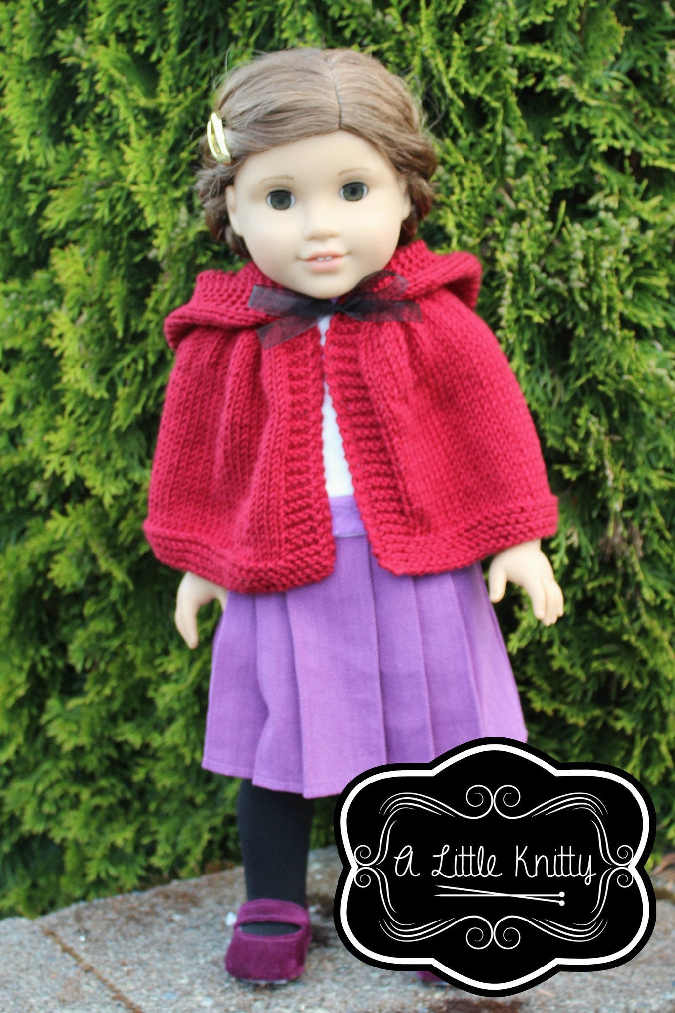 A Little Knitty Addy Hooded Cape Doll Clothes Pattern 18