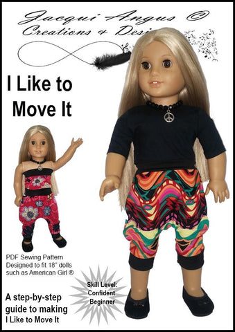 Jacqui Angus Creations & Designs 18 Inch Modern I Like To Move It - Harem Slacks and Jumper 18" Doll Clothes Pattern larougetdelisle