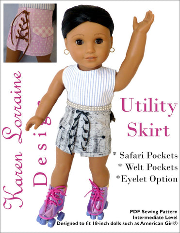 Karen Lorraine Design 18 Inch Modern Utility Skirt 18" Doll Clothes Pattern larougetdelisle