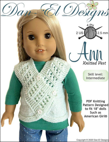 Dan-El Designs Knitting Ann 18" Doll Knitting Pattern larougetdelisle