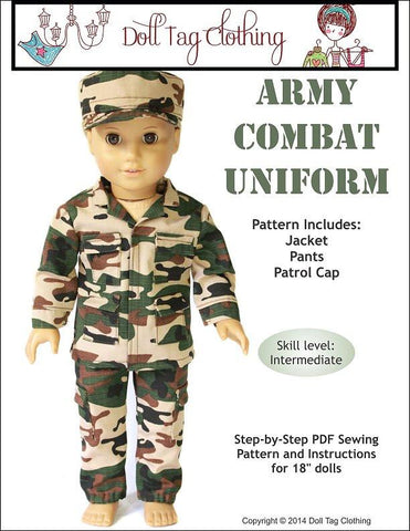 Doll Tag Clothing 18 Inch Modern Army Combat Uniform 18" Doll Clothes Pattern larougetdelisle