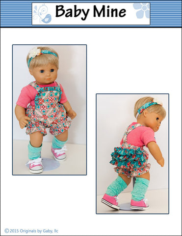 Baby Mine Bitty Baby/Twin Ruffle Romper and Bloomers 15" Baby Doll Clothes Pattern larougetdelisle