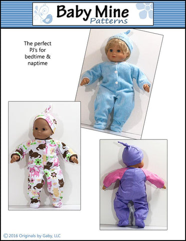 Baby Mine Bitty Baby/Twin Simply Sweet Sleeper and Cap 15" Baby Doll Clothes Pattern larougetdelisle
