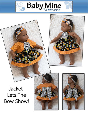 Baby Mine Bitty Baby/Twin Picnic Sundress and Show My Bow Jacket 15" Baby Doll Clothes Pattern larougetdelisle