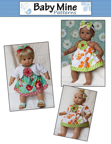 Baby Mine Bitty Baby/Twin Picnic Sundress and Show My Bow Jacket 15" Baby Doll Clothes Pattern larougetdelisle