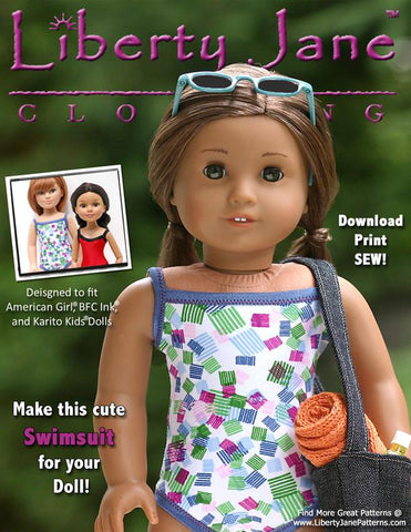 Free 18 inch doll clothes pattern swimsuit Liberty Jane