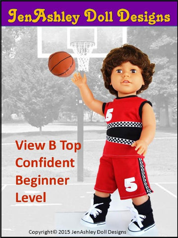 Jen Ashley Doll Designs 18 Inch Modern Shootin' Hoops Basketball Uniform 18" Doll Clothes Pattern larougetdelisle