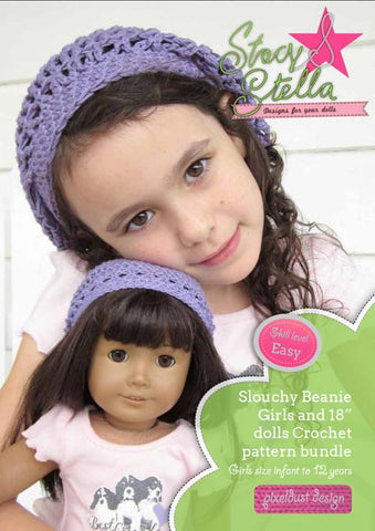 Stacy and Stella Crochet Slouchy Beanie Girl and Doll Matching larougetdelisle