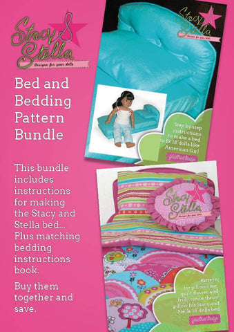 Stacy and Stella 18 Inch Modern Bed and Bedding Bundle 18" Dolls larougetdelisle