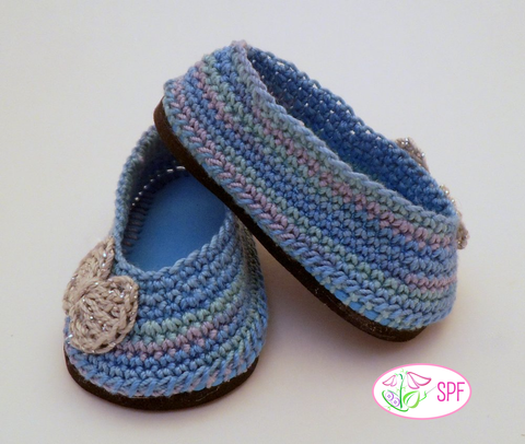 Sweet Pea Fashions Crochet Paloma Crocheted Ballet Flats 18" Doll Crochet Pattern larougetdelisle