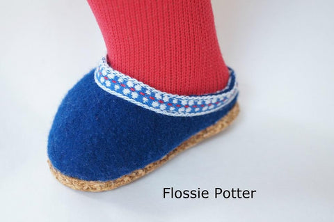 Flossie Potter Shoes Wool Felt Clogs 18" Doll Clothes Pattern larougetdelisle