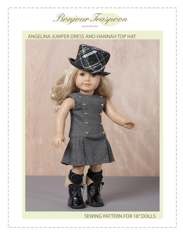 Bonjour Teaspoon 18 Inch Modern Jumper Dress and Top Hat Bundle 18" Doll Clothes Pattern larougetdelisle