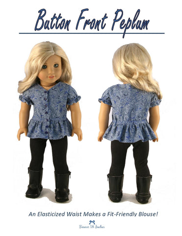 Forever 18 Inches 18 Inch Modern Button Front Peplum 18" Doll Clothes larougetdelisle