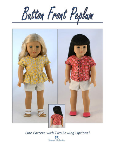 Forever 18 Inches 18 Inch Modern Button Front Peplum 18" Doll Clothes larougetdelisle