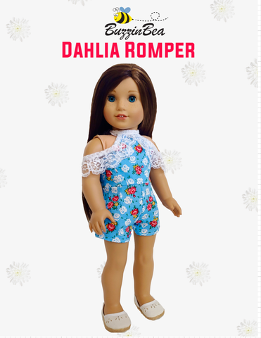 BuzzinBea 18 Inch Modern Dahlia Romper 18" Doll Clothes Pattern larougetdelisle