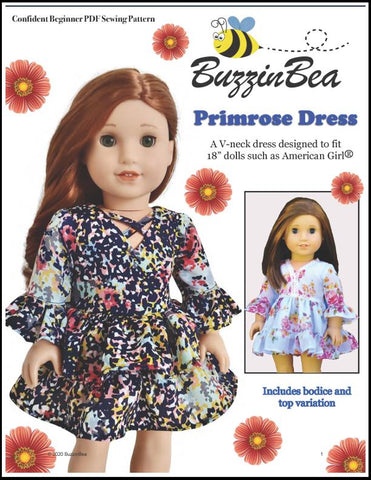 BuzzinBea 18 Inch Modern Primrose Dress 18" Doll Clothes Pattern larougetdelisle