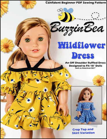 BuzzinBea 18 Inch Modern Wildflower Dress 18" Doll Clothes Pattern larougetdelisle