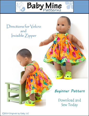 Baby Mine Bitty Baby/Twin Carly's Dress 15" Baby Doll Clothes Pattern larougetdelisle