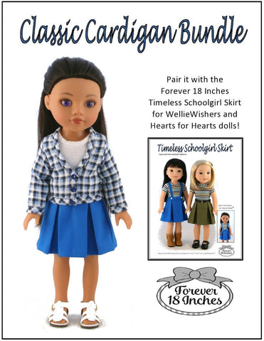Forever 18 Inches WellieWishers Classic Cardigan Bundle 14-14.5" Doll Clothes Pattern larougetdelisle