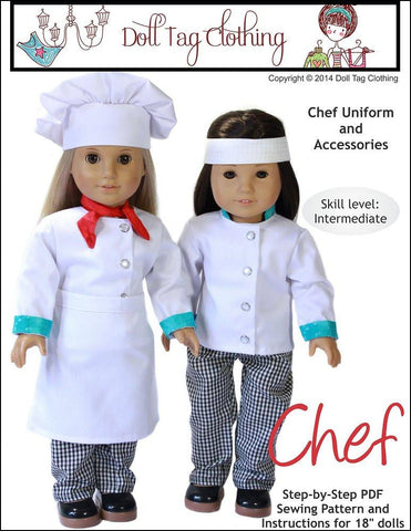 Doll Tag Clothing 18 Inch Modern Chef's Uniform 18" Doll Clothes larougetdelisle