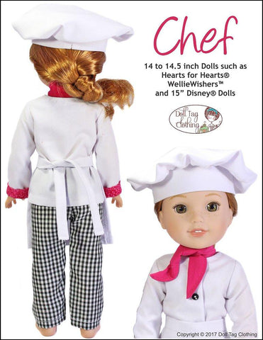 Doll Tag Clothing WellieWishers Chef Uniform Pattern for 14 to 14.5 Inch Dolls larougetdelisle