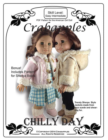 Crabapples 18 Inch Modern Chilly Day Sherpa Coat And Boots 18" Doll Clothes Pattern larougetdelisle