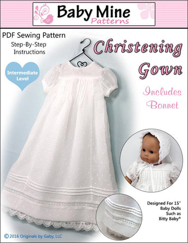 Baby Mine Bitty Baby/Twin Christening Gown 15" Baby Doll Clothes Pattern larougetdelisle