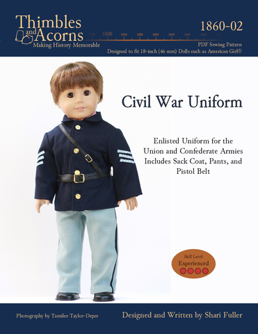 Thimbles and Acorns 18 Inch Historical 1860 Civil War Uniform 18" Doll Clothes Patterm larougetdelisle