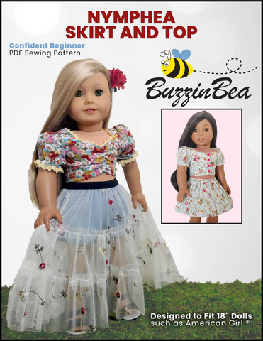 BuzzinBea 18 Inch Modern Nymphea Skirt & Top Set 18" Doll Clothes Pattern larougetdelisle