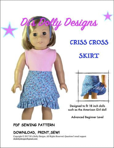 Di's Dolly Designs 18 Inch Modern Criss Cross Skirt 18" Doll Clothes larougetdelisle