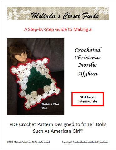 Melinda's Closet Finds Quilt Crocheted Christmas Nordic Afghan 18" Doll Crochet Pattern larougetdelisle