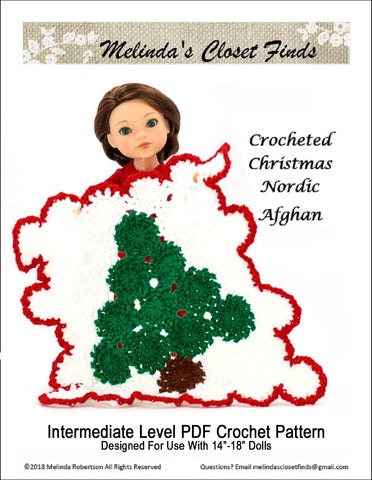 Melinda's Closet Finds Quilt Crocheted Christmas Nordic Afghan 18" Doll Crochet Pattern larougetdelisle