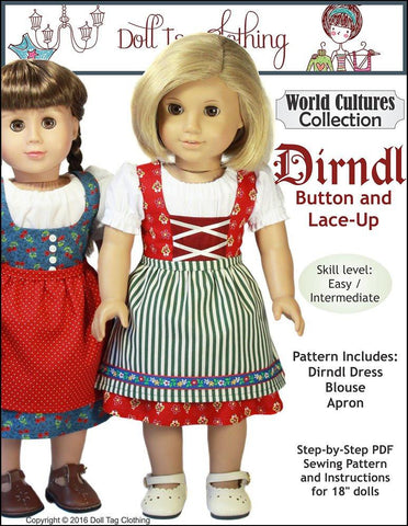 Doll Tag Clothing 18 Inch Historical Dirndl 18" Doll Clothes Pattern larougetdelisle