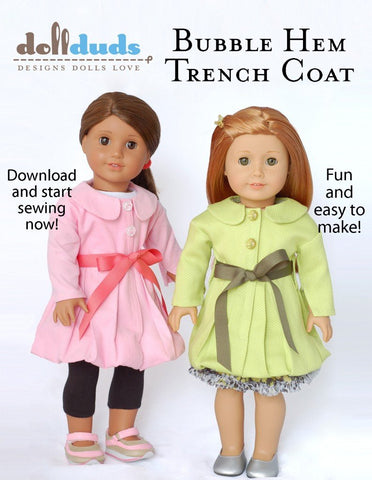 Doll Duds 18 Inch Modern Bubble Hem Trench Coat 18" Doll Clothes larougetdelisle