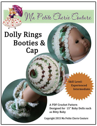 Mon Petite Cherie Couture Bitty Baby/Twin Dolly Rings Booties and Cap Crotchet Pattern larougetdelisle