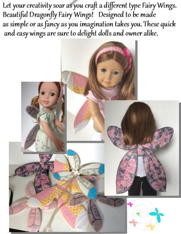 Miss Cake's Closet 18 Inch Modern Dragonfly Fairy Wings 14- 18" Doll Accessory Pattern larougetdelisle
