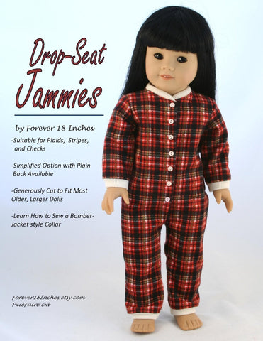 Forever 18 Inches 18 Inch Modern Drop-Seat Jammies 18" Doll Clothes larougetdelisle