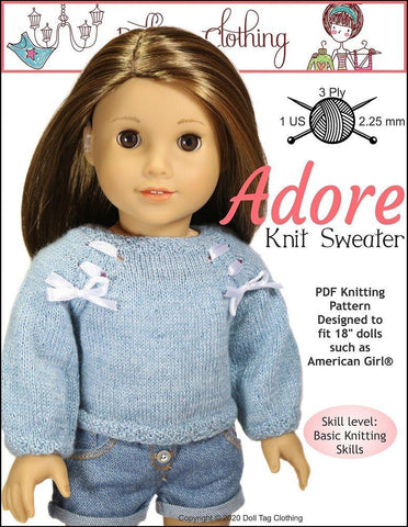 Doll Tag Clothing Knitting Adore Knit Sweater 18" Doll Clothes larougetdelisle