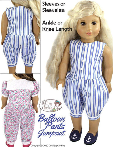 Doll Tag Clothing 18 Inch Historical Balloon Pants Jumpsuit 18" Doll Clothes Pattern larougetdelisle