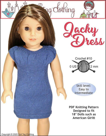 Doll Tag Clothing Knitting Jacky Dress 18" Doll Clothes Knitting Pattern larougetdelisle